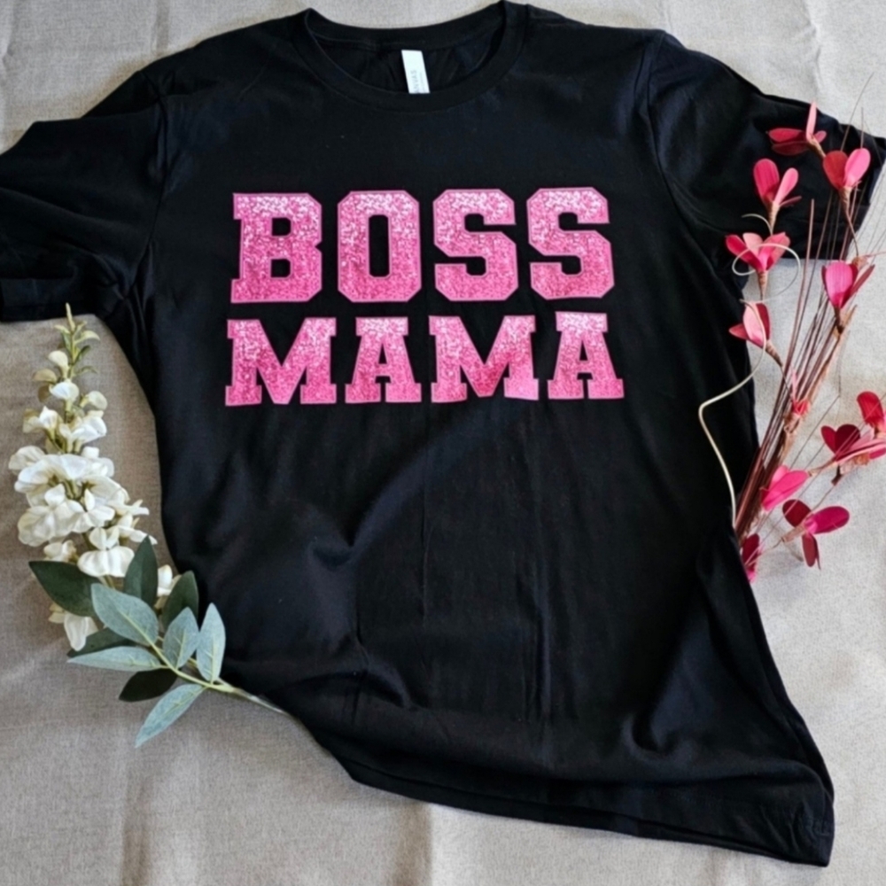 Canvas Black Boss Mama T-shirt
